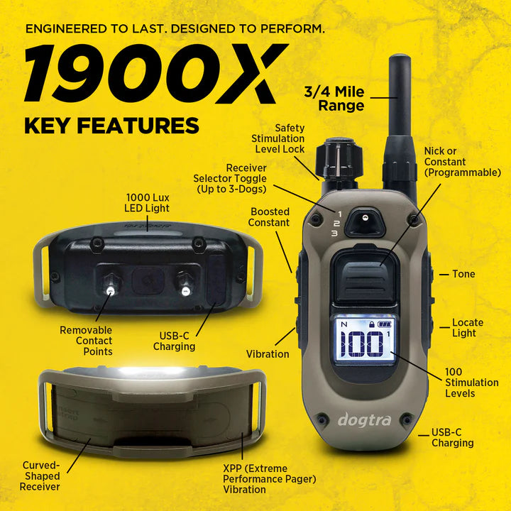 1900X Remote Dog Trainer 2-Dog Unit