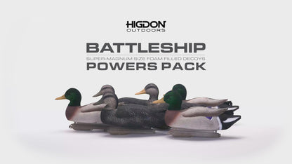 Battleship Powers' Pack Foam Filled 3 Mallard Drakes Flocked Heads, 3 Black Ducks (6pk)